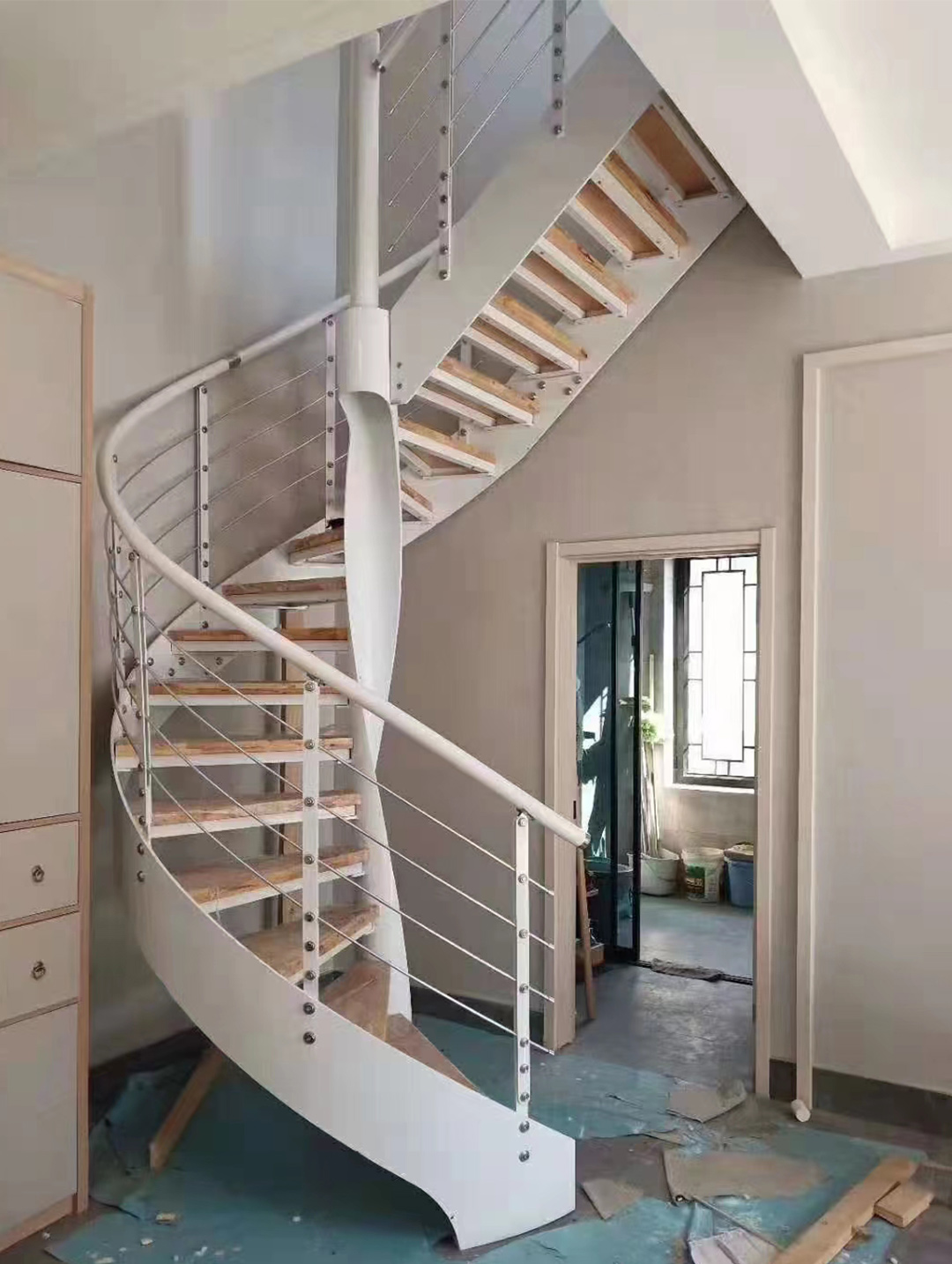 Steel railing staircase